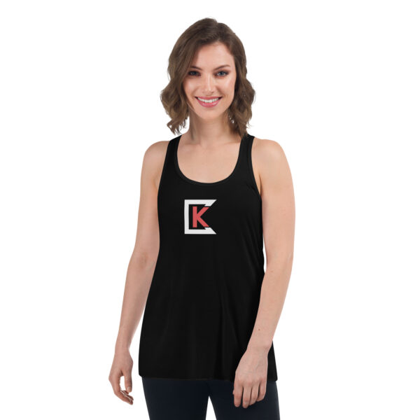 womens flowy racerback tank black front 6420eeec44fd3